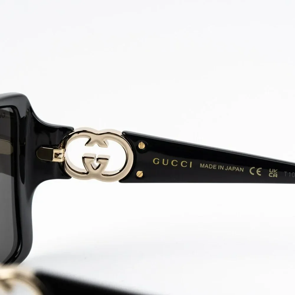 NEW Gucci GG1692S 001 Black Grey Square Women Sunglasses